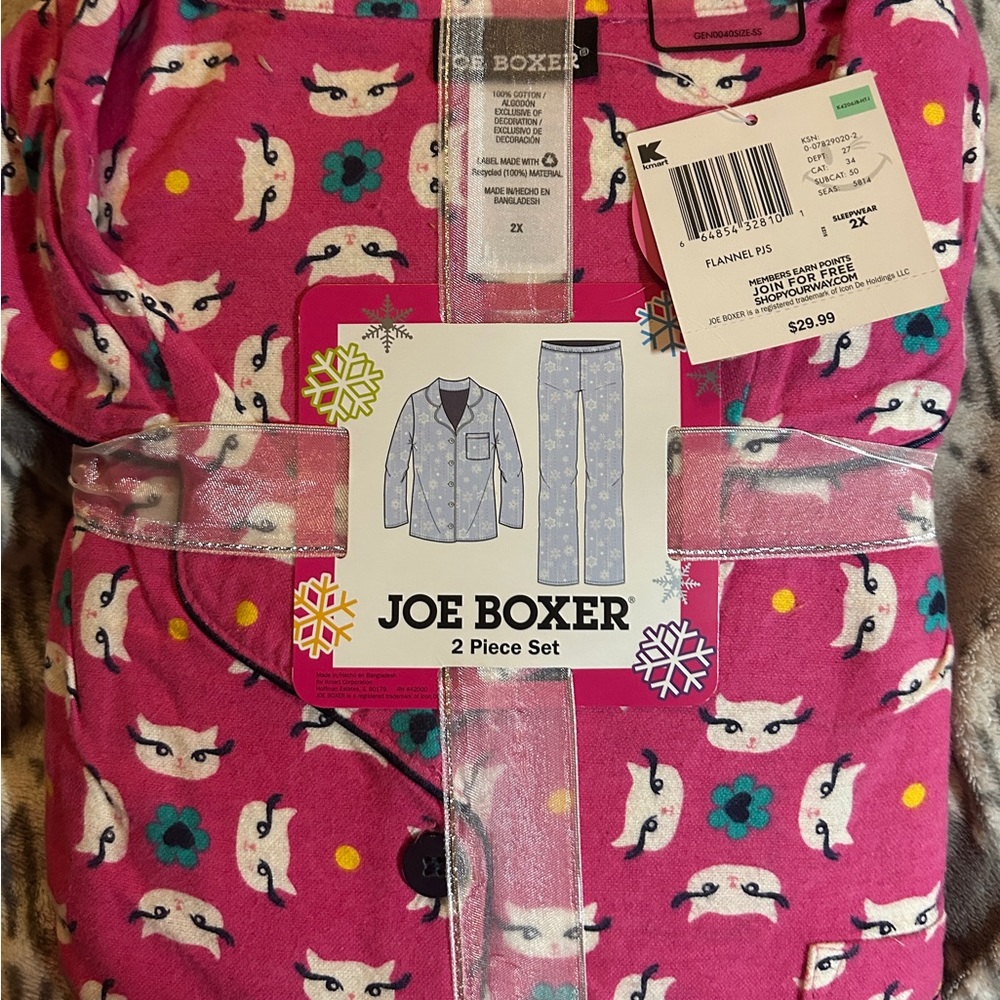 Joe Boxer Women’s 2-Piece Pajama Set 2XL Pink Cats